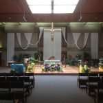 Easter environment, flowers, church interior