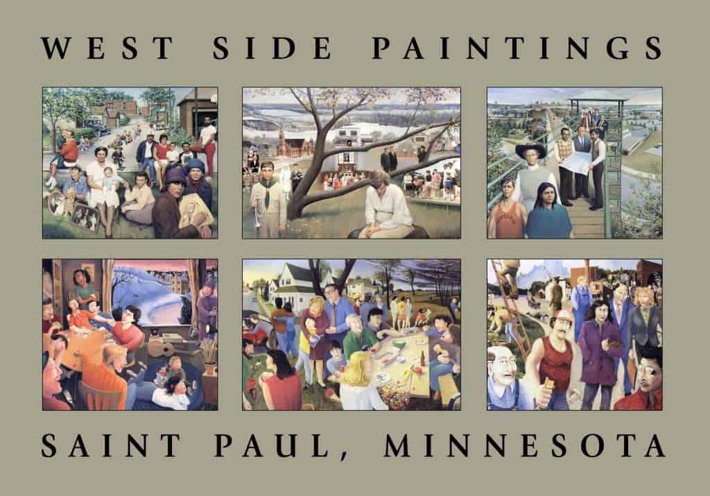 Cover of booklet showcasing six West Side Paintings by Richard Schletty and Craig David. There large paintings are installed in the Church of St. Matthew on St. Paul's West Side in Minnesota, USA.