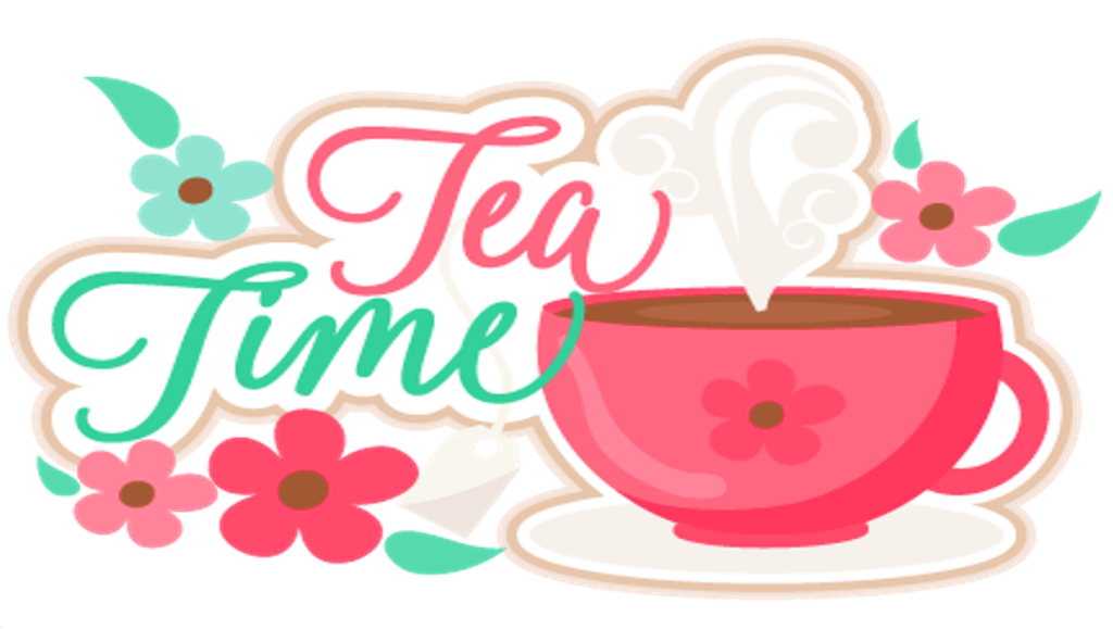 Illustration of a tea cup with a flower and the words Tea Time